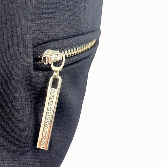 CARMEN Carmen Marc Valvo Black Open-Front Blazer Jacket w/ Zip Pockets  - 8 - Picture 4 of 5